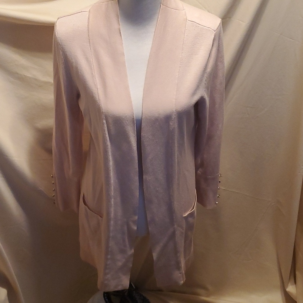 JM Collection Soft Pink Cardigan w/Silver Accents SZ MD